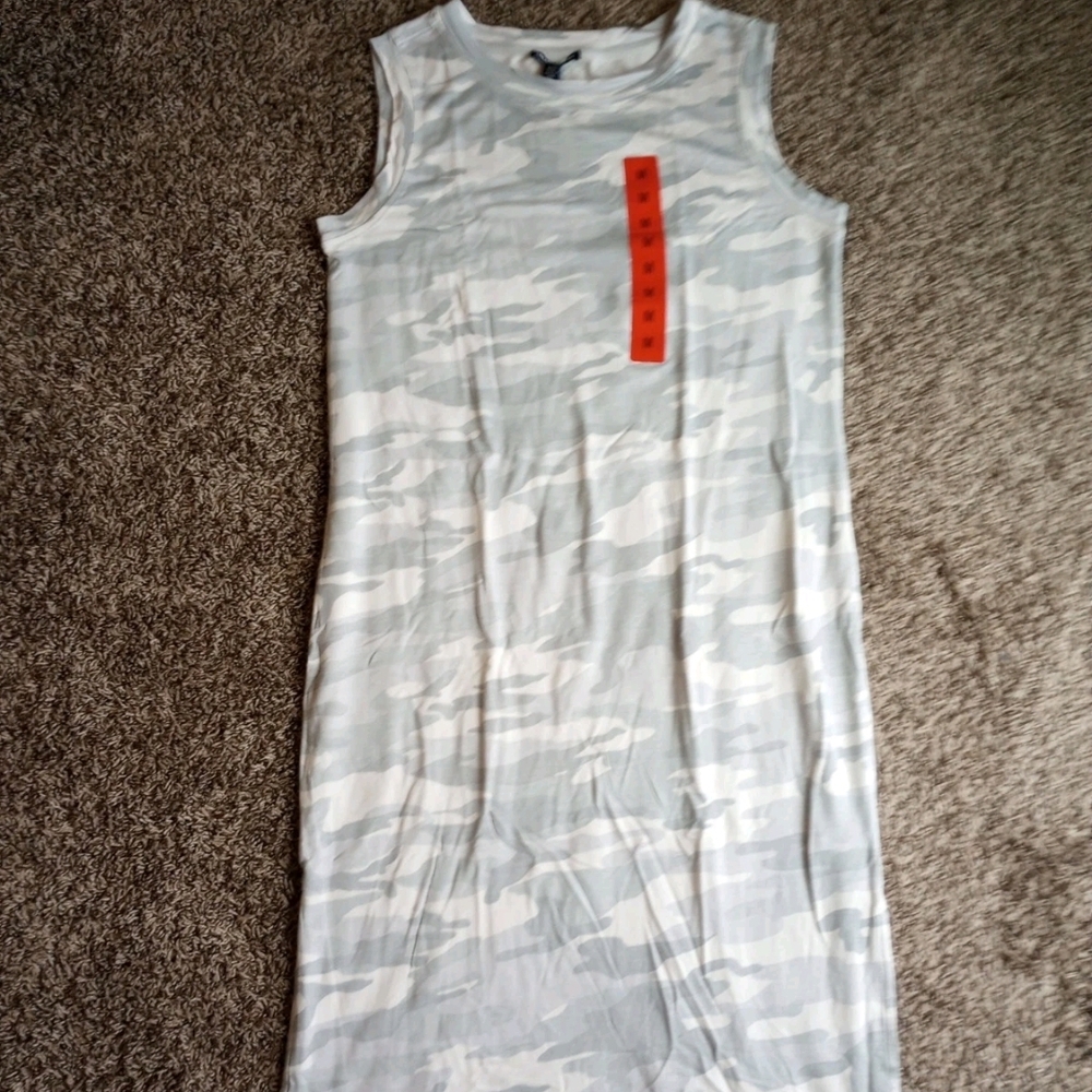 NWT Hilary Radley Womens Sleeveless Midi Tank Dress Gray Camo Size M
